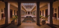 Pillared inner courtyard with skylight