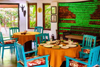 The Waterhole restaurant, its wall built from re-used bottles