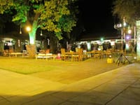 The lawn laid for dinner at night