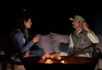 A bonfire set for stargazing
