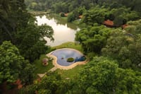 The resort and its lake from above