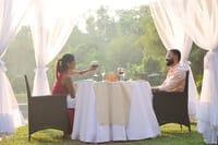 Candlelit dining outdoors