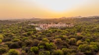 Sunset over the rocky Hampi landscape
