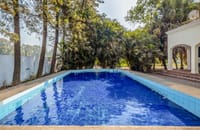 Poolside view across the villa grounds