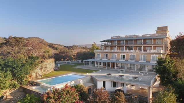 Fateh Safari Resort facade with swimming pool