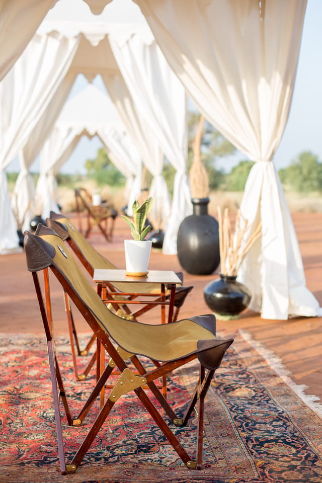 A hand-stitched tent on a hundred acres of desert, forty minutes from Jaisalmer fort.