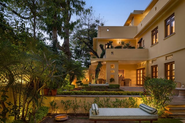 28 Kothi at dusk, lit from the garden