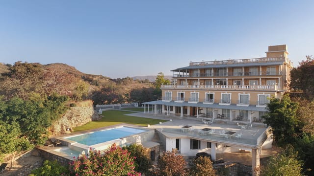 Fateh Safari Resort facade with swimming pool