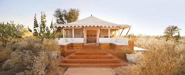 A Serai tent and its veranda on the edge of the Thar