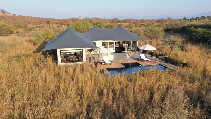 The Royal Suite (Panthera) and its private heated pool, from above
