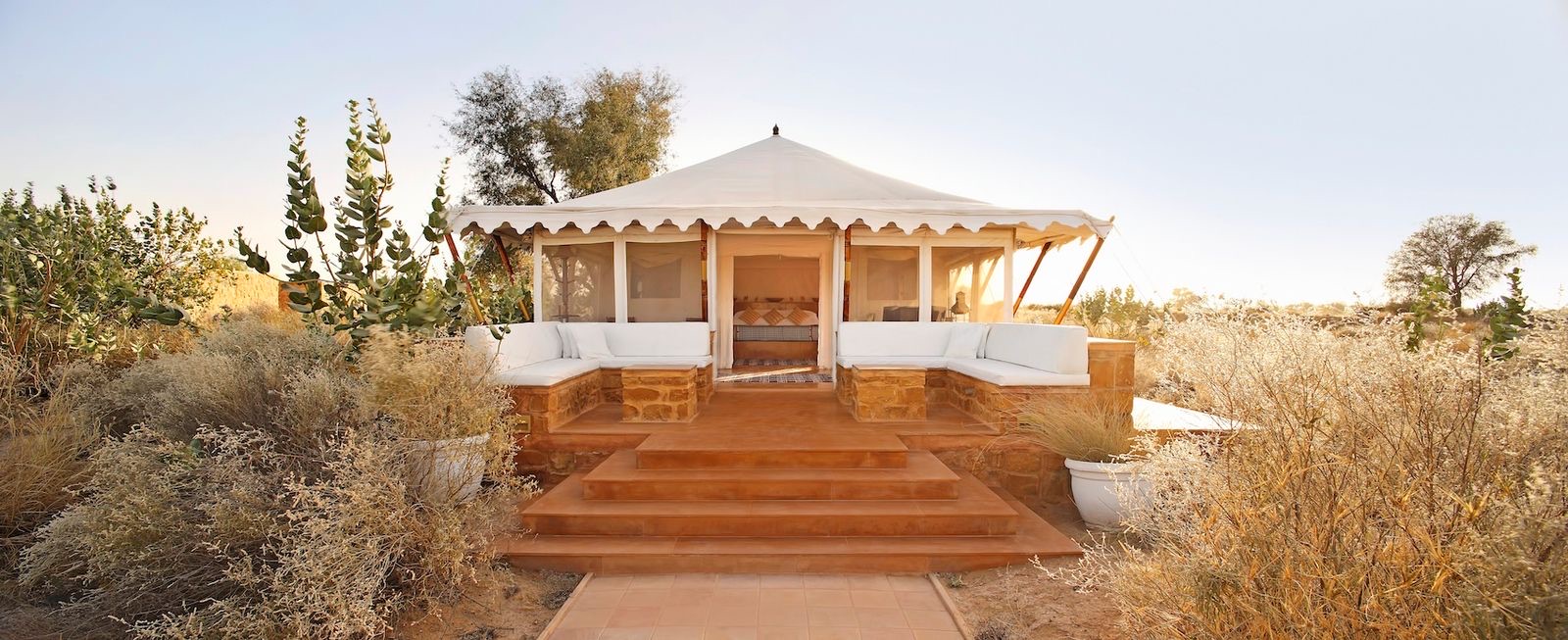A Serai tent and its veranda on the edge of the Thar